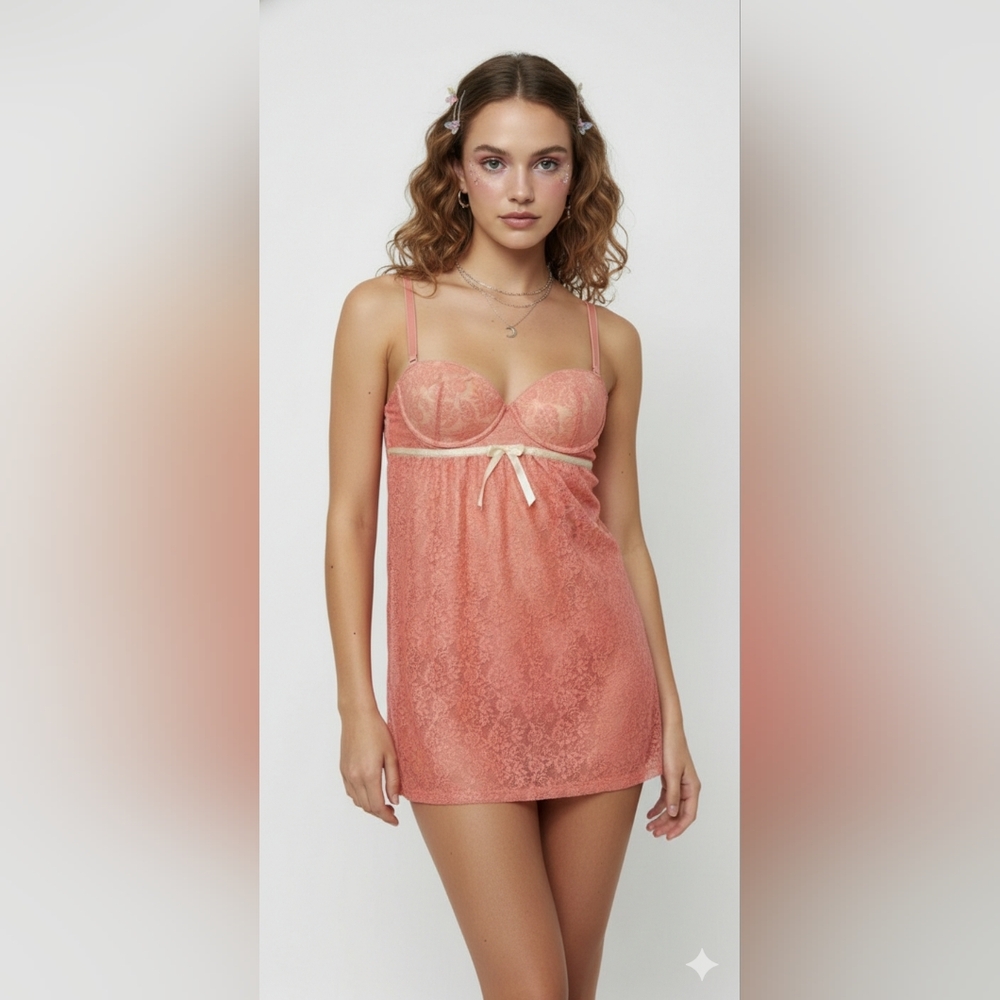 Sophie B Y2K Babydoll Lace Tank Pink Goth Whimsigoth Fairy Coquette L